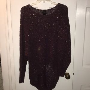 Bisou Bisou Knit Sequin Sweater in Dark Purple